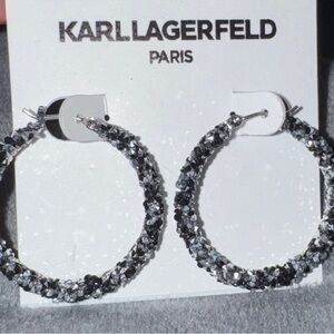 Karl Lagerfeld Glittering Black and Silver Earrings